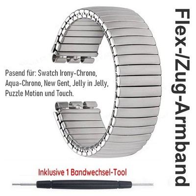 Flex-Armband 19mm passend für SWATCH Irony-Chrono, Aqua-Chrono, New Gent, Touch.