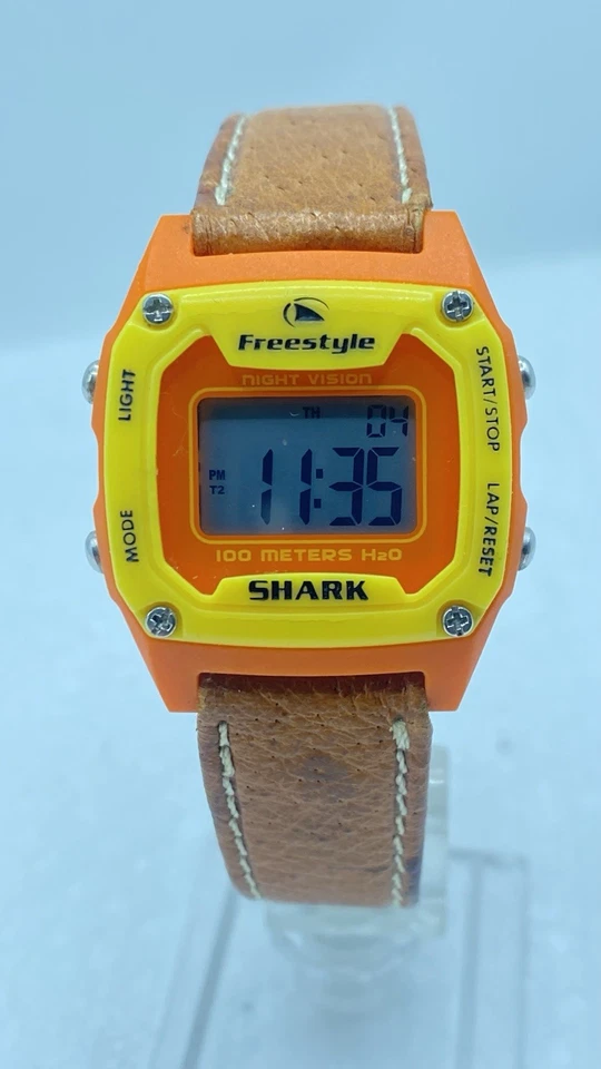 Reloj Freestyle Tiburón Unisex 30mm Tono Naranja Bronceado Nylon Retroiluminación Batería Nueva Foto 3 de 4