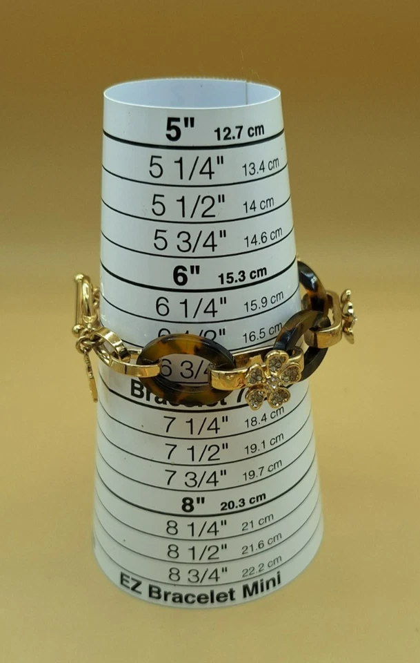 Pulsera Ann Taylor concha de tortuga y flores de cristal tono dorado cierre de palanca Foto 4 de 4