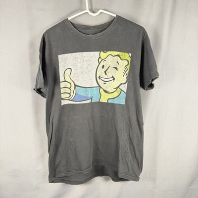 Bethesda Fallout T Shirt Medium Vault Boy Thumbs Up Black Gamer Distressed