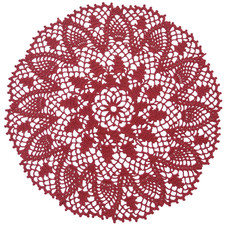 37 cm, 14.6 inch, Shade of Red Wine Red , Pineapple, Crochet Doily, ogrc30, 256