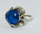 Vintage Taxco CAC Mexico Sterling Silver Blue Sapphire Eagle Mark Ring Size 7
