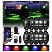 10 Pods RGB LED Rock Lights for Jeeps Trucks Golf Cart ATV UTV RZR SUV Offroad