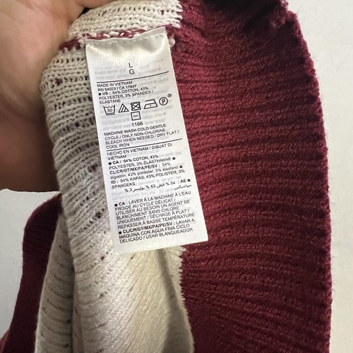 Old Navy Weihnachtspullover Herren Large rot weiß gepunktet Streifen Pullover Neu mit Etikett - Bild 7 von 7