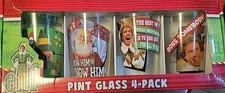 Elf Will Ferrell Movie Buddy Pint Beer Glass Set of Four New/Unused 