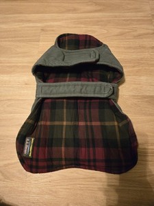 LL Bean Reversible Plaid And Grey Dog Coat Size Medium