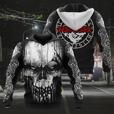 Viking Berserker Skull Hoodie Nordic Warrior Norse Myth Gift
