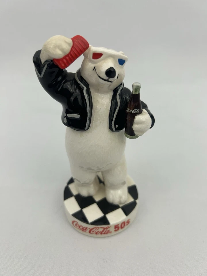 Enesco Coca Cola Polar Bear Figurines Set 6 Through the Years 40 50 60 70 80 90 - Image 4 of 4
