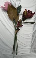 Magnolia Flowers Fake Silk White Purple Long Stems 31  