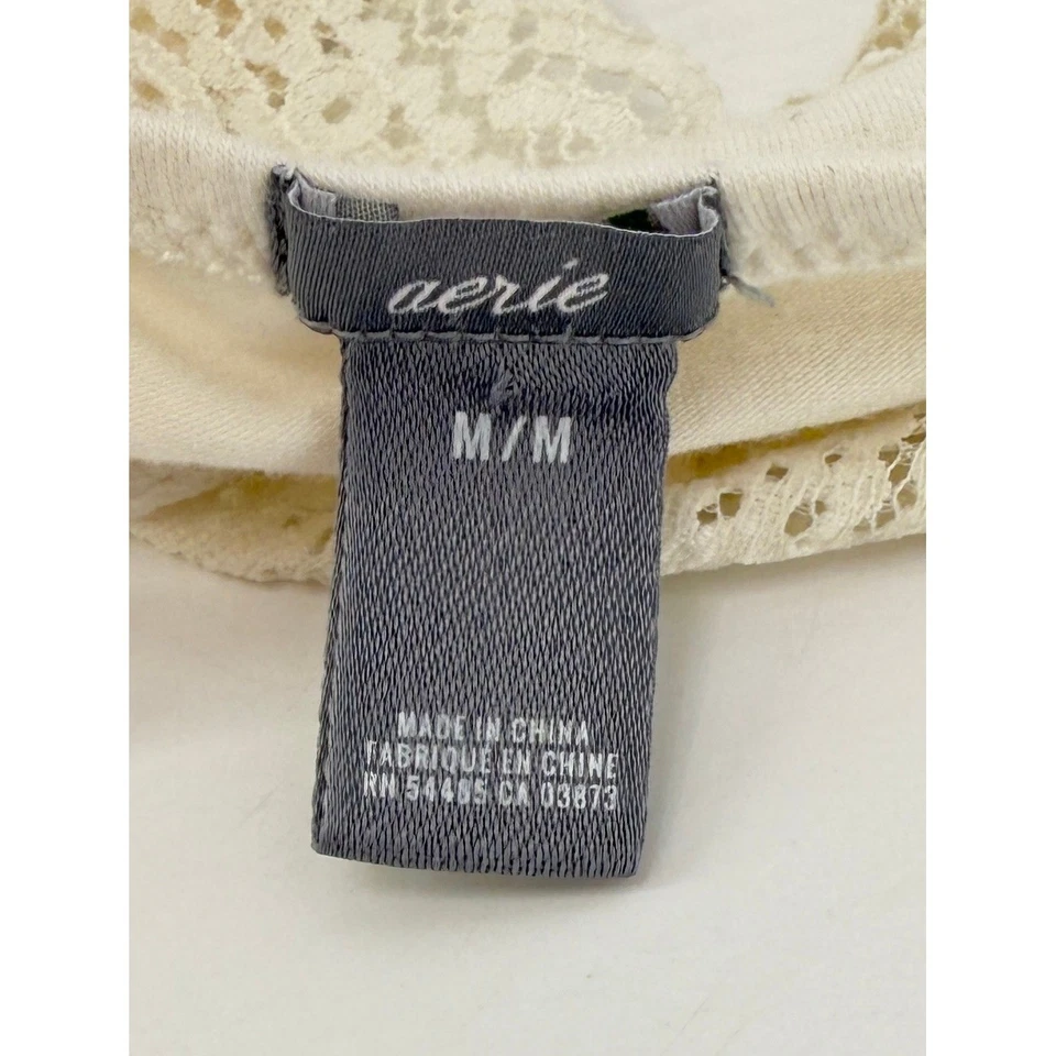 Aerie Lace Trim Bralette Top Ivory Cream Sz M Casual Comfy Y2K Vibes Boho - Image 3 of 4