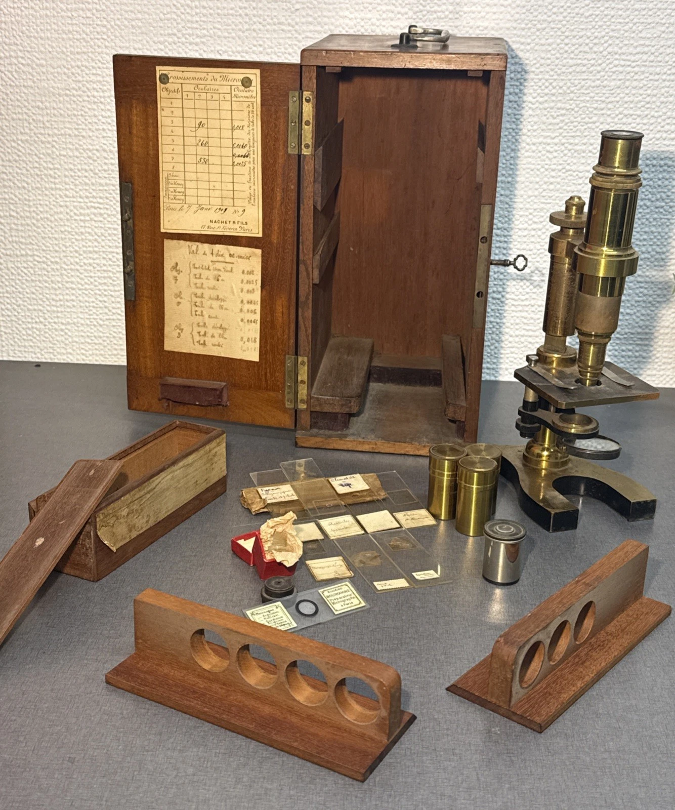 Microscope Ancien Dans Sa Boîte Marque Nachet Et Fils