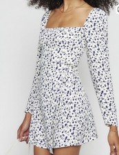 Reformation Rosalie Floral Dress Size 8 Blue White Long Sleeve