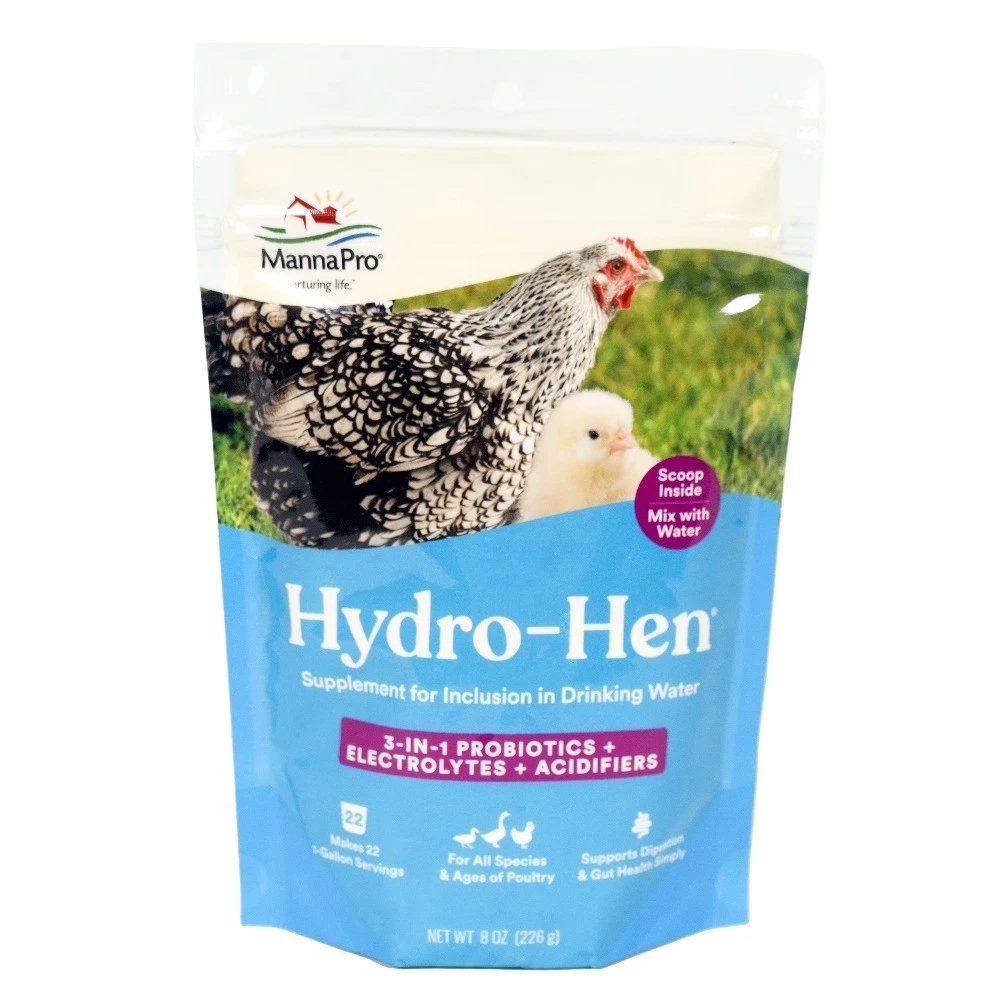 Hydro-Hen 3-in-1 Water Supplement 8oz, Poultry Health, Hydration, Electrolyte