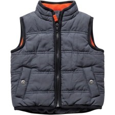 Carters Baby Boy Puffer Vest Gray Orange Fleece Lined Quilted Zip Up 12M