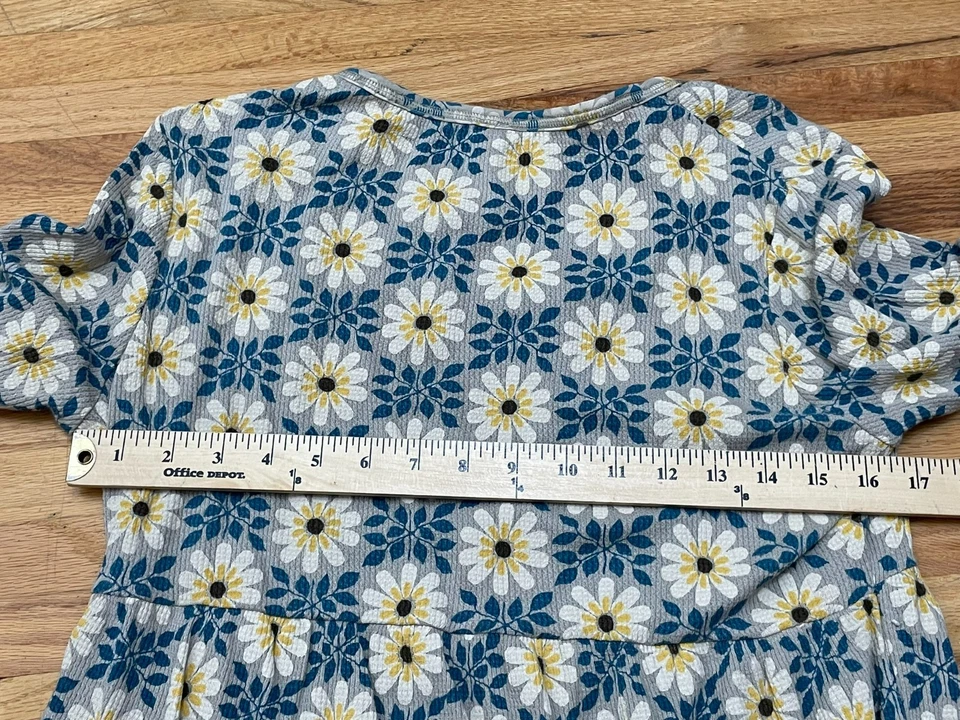 Blusa Top Para Mujer Fossil Henley Babydoll Boho Grunge De Colección Y2K M Gris Floral Foto 4 de 4