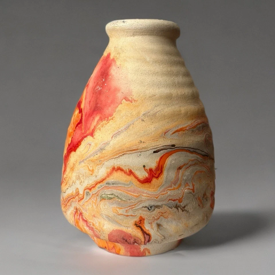 Jarrón de cerámica Nemadji 6,5” llama remolino arcilla nativa decoración suroeste de EE. UU. Foto 2 de 4