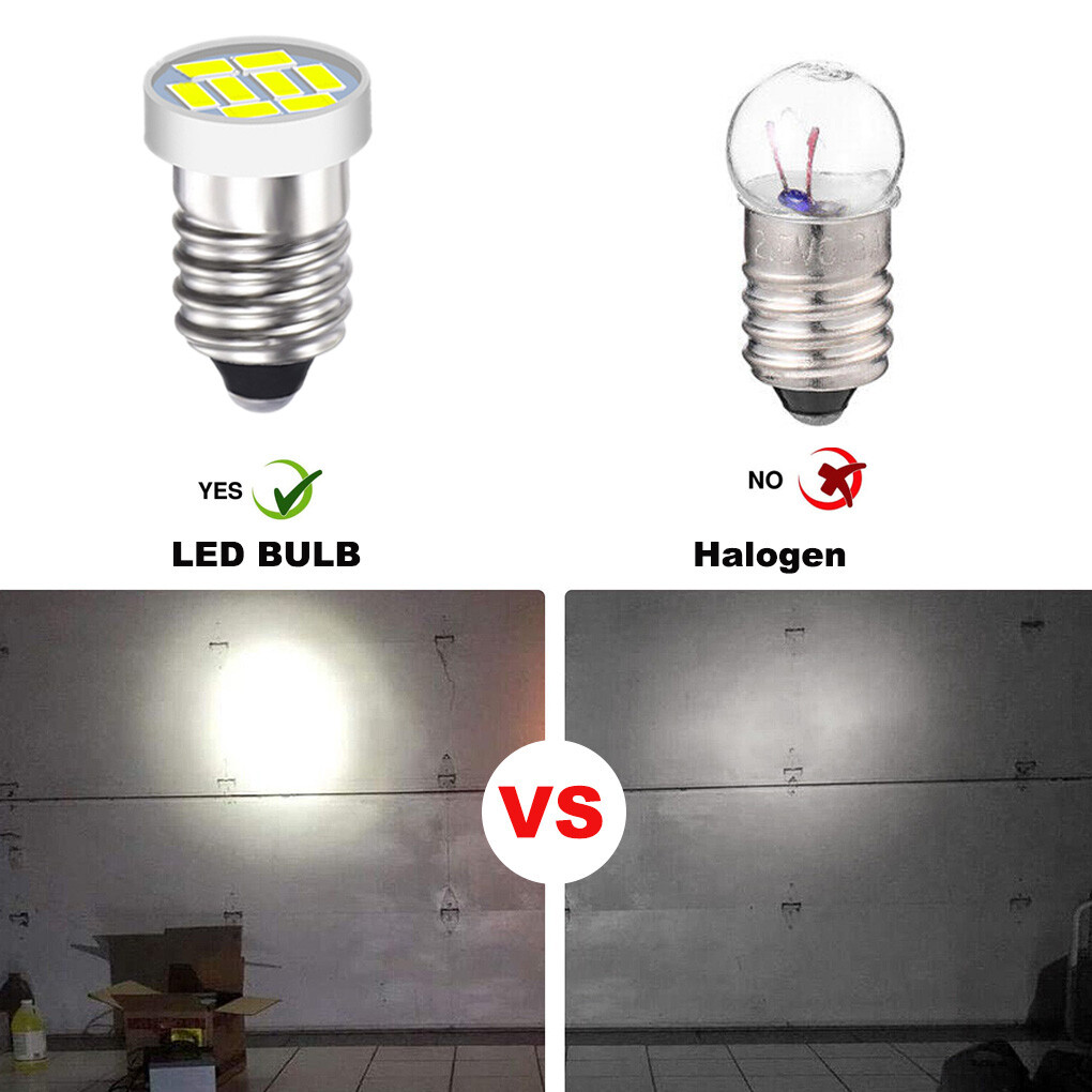 10Pcs E10 Flashlight Replacement Bulb DC 12V Torches Work Light Bulbs White