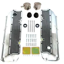 For Ford 351C 351M 400M Polished Finned Black high lights Tall Valve Cover Set