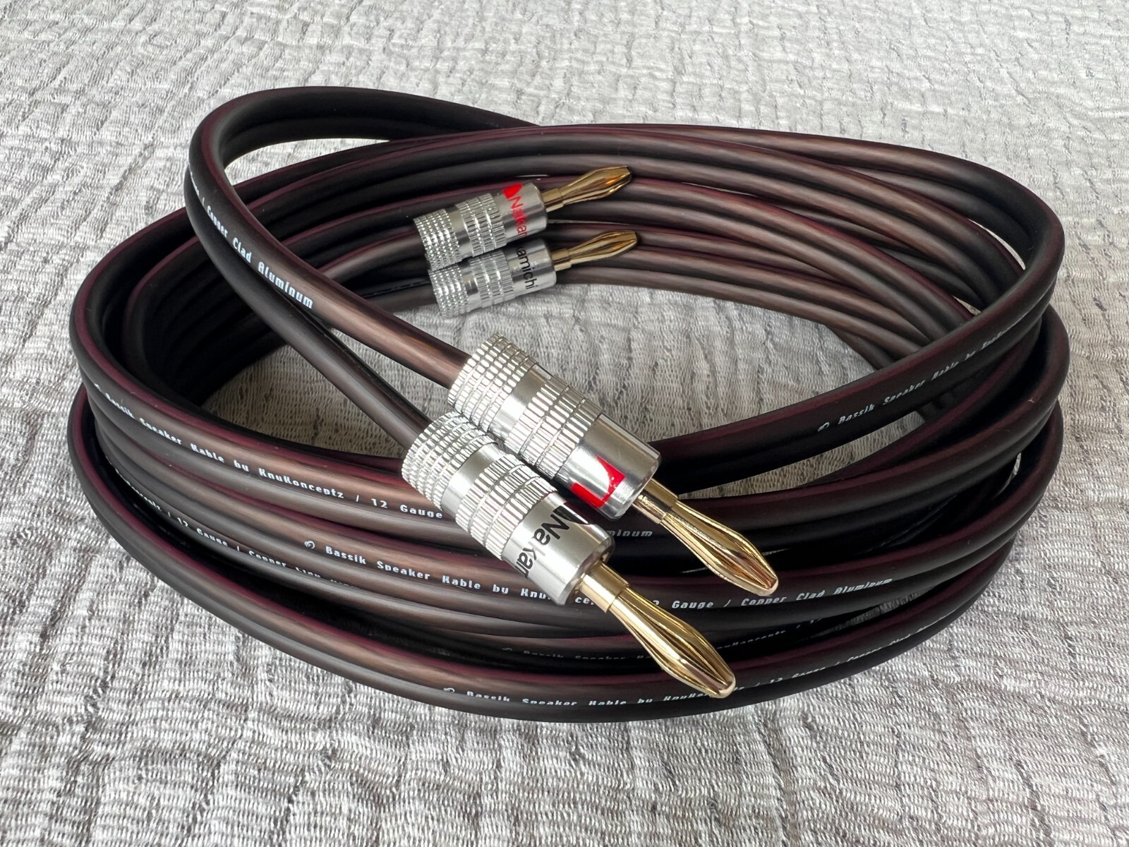 SPEAKER CABLE 12 Gauge CCA KnuKonceptz Bassik wire with audio banana
