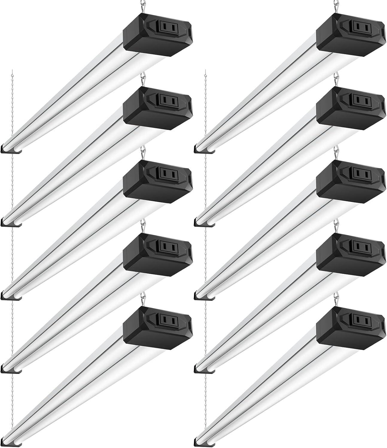 10 Pack Linkable LED Shop Light with Reflector, Super Bright 6500K Cool Daylight