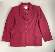 Vintage Pendleton Wool Blazer Woman  s Size 16 Burgundy Made In USA