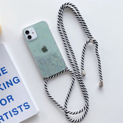 Handyhülle iPhone 17 16 15 Pro Max 14 13 Case Schutz Handykette Glitzer Tasche