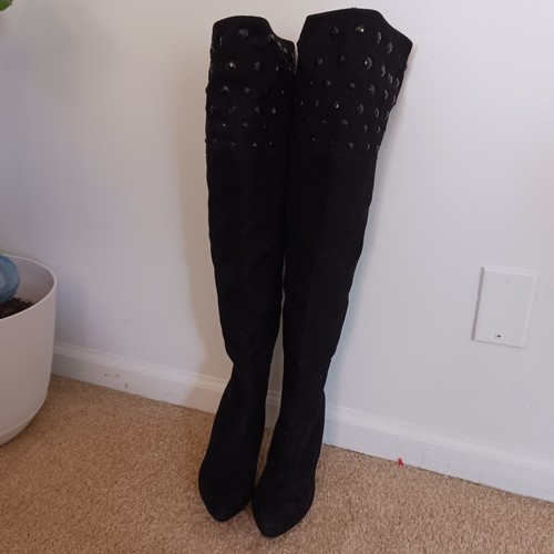 Womens Knee Boots 7.5-8 Nina New York Knee High Black Stiletto "Kenlyn" 4.5 Heel - Picture 4 of 11