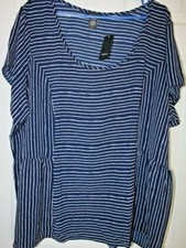 "Torrid" Scoop Neck Blouse Dolman Sleeves Stripes Navy/White 3 NWT