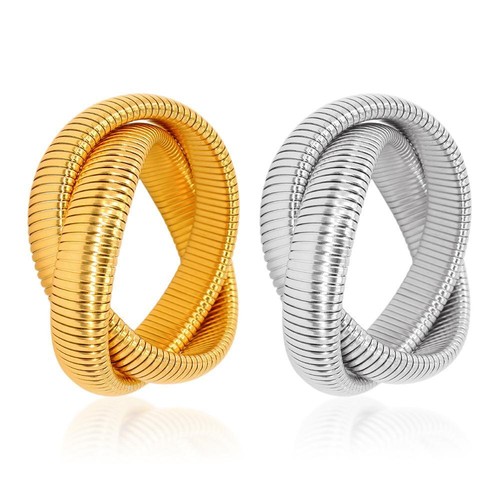 Three Laps Elastic Bracelet - Gold Silver Color Bangle Women Stretchable Jewelry - Picture 21 of 26