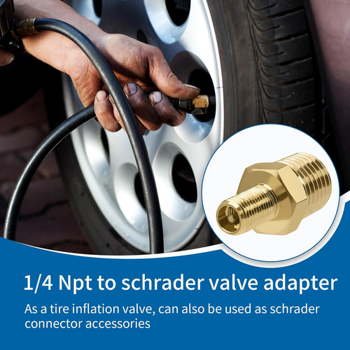 4 PCS Brass Air Inflator Adapter 1/4" NPT (M) to Standard Schrader Valve (M)... - Picture 5 of 12