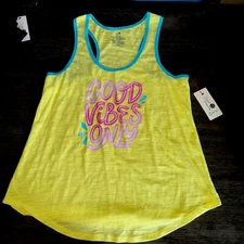 *New SECRET TREASURES LADIES KNIT PAJAMA YELLOW SCREEN PRINT TANK TOP
