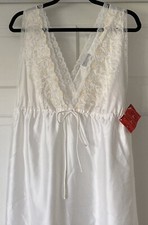 Vintage Barbizon Boutique Satin High Waisted Lace and Embroidered Nightgown NOS