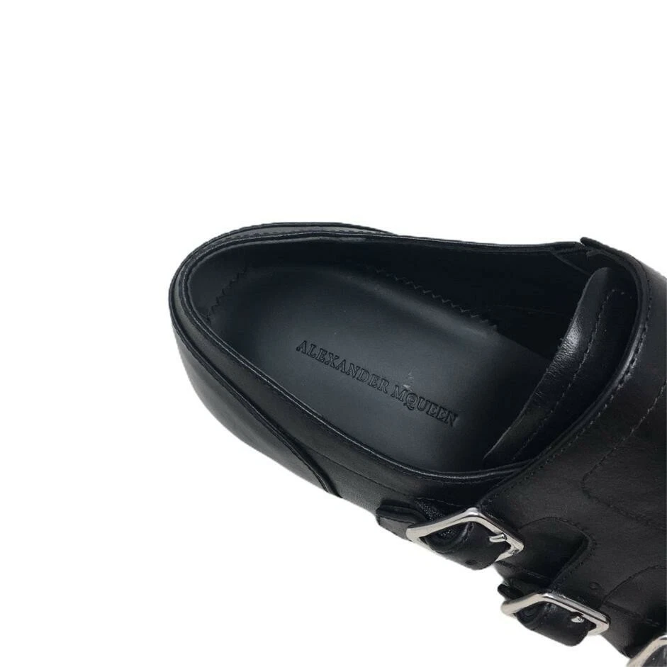 Scarpe derby Alexander McQueen Monk strap in pelle nere UK 7 EU 41 £ 790