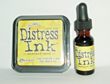 NEW - Tim Holtz duo of Distress Ink 3x3ins Pad & Re-Inker 'MUSTARD SEED'