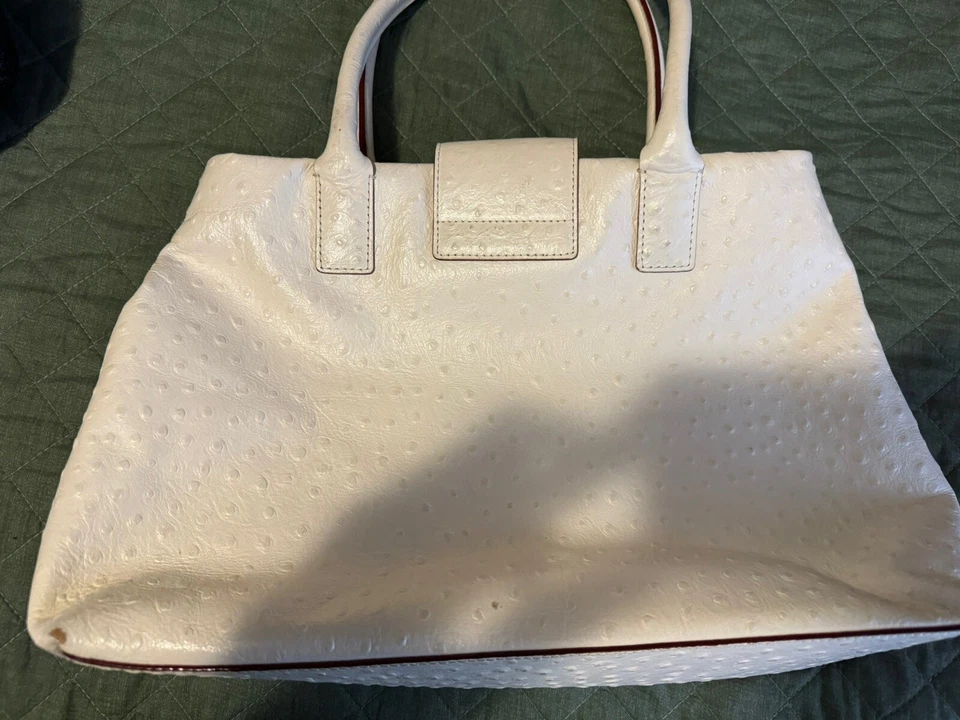 Kate Spade Bexley Stevie Ostrich Leather Cream Turn Lock Shoulder Bag - Image 3 of 4