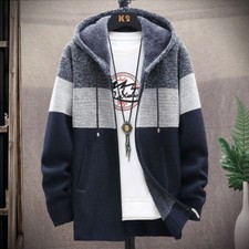 Winter Men's Thick Warm Fleece Lined Hooded Hoodie Zip Up Coat Jacket Sweatshirt