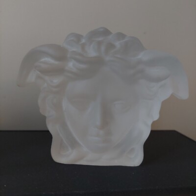 VERSACE Rosenthal メデューサ クリスタル ペーパーウェイト 白 Rosenthal Versace Medusa Glass Crystal Paperweight Clear Head Two