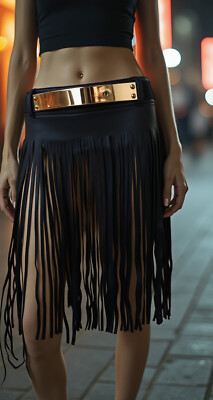Women Black Long Skirt Faux Leather Fashion Wrap Around Hot  display picture 2