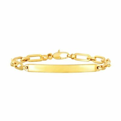 7'' Büroklammer Kette ID Armband Echt 14K Gelbgold 5,4gr