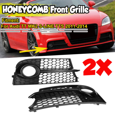 Front Bumper Fog Light Grille Cover HONEYCOMB For Audi TT MK2 S-LINE TTS 2011-14