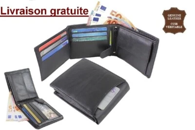 Portefeuille Porte-cartes en Véritable Cuir pour Homme - Photo 1/4