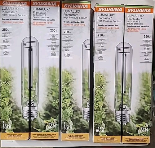 New Lot of 5 SYLVANIA 250W Plantastar High Pressure Sodium HID Grow Light Bulbs - Picture 1 of 21