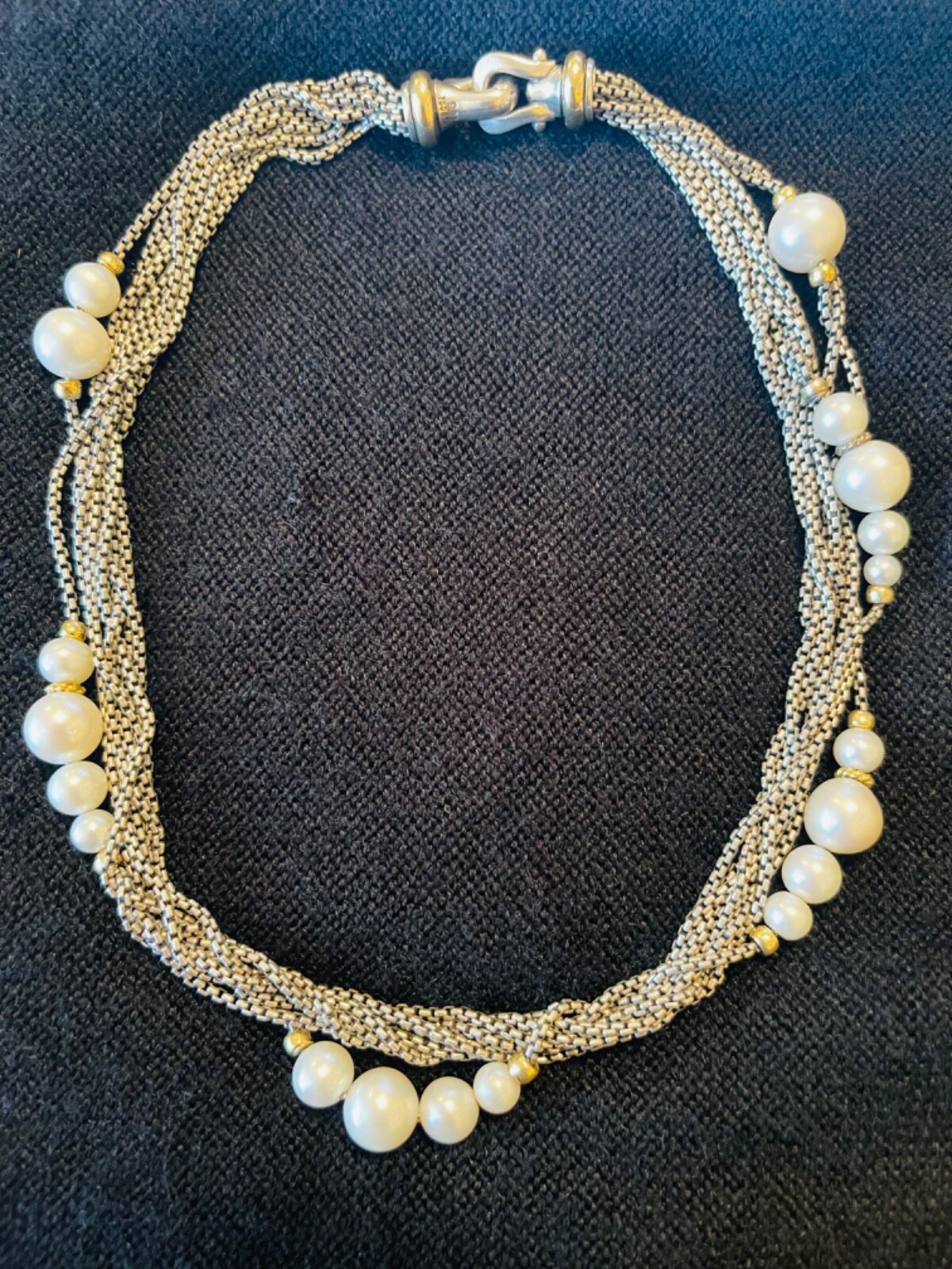 David Yurman Multi Strand Box Chain Pearl Necklace Wo… Gem