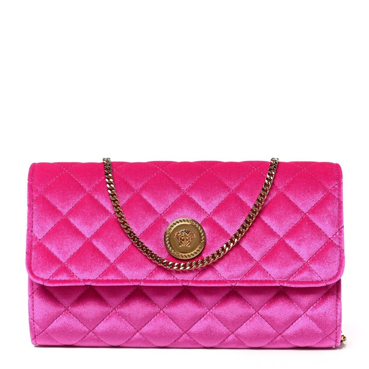 Versace Quilted Medusa Crossbody Bag In Fuchsia