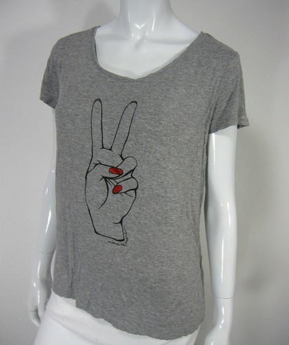 Blusa Camiseta H&M Manga Corta Cuello Redondo Talla S Pequeña Rayón Estampada a Mano - Imagen 2 de 5