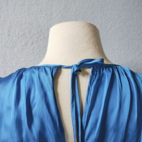 Wayne Cooper Womens Size 14 Blue Cobalt Tie Back Satin Top Sleeveless Summer - Picture 8 of 14