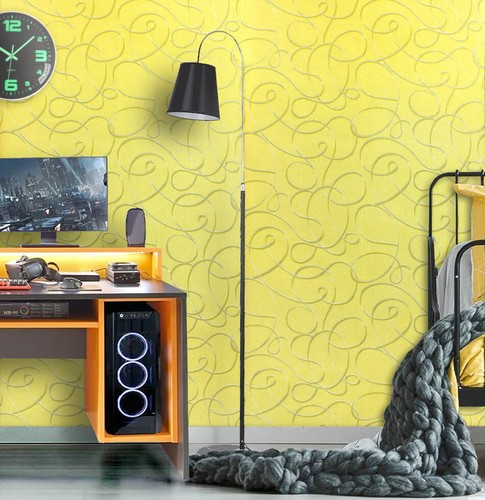 Stylish Retro Swirl Glitter Wallpaper, Green & Cream, Paste the Wall Design - Picture 6 of 6