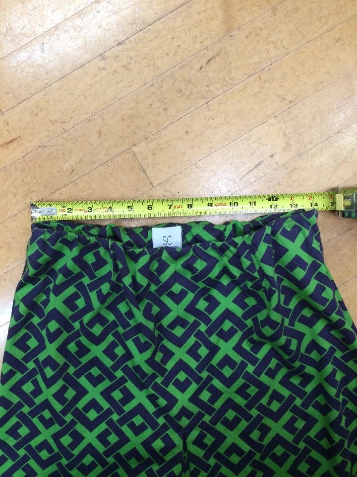 Falda GEOMÉTRICA Sara Campbell Cintura Elástica Algodón Spandex Verde Y Azul Talla S Foto 4 de 4