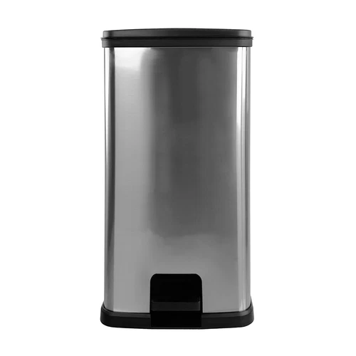 13.2 Gallon Trash Can, Rectangular Step Kitchen Trash Can, Silver