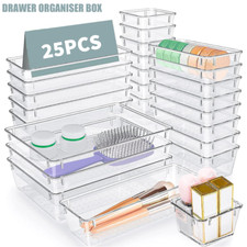25 Pcs Draw Organizer Box Desk Drawer Fridge Tray Makeup Storage Plastic Divider